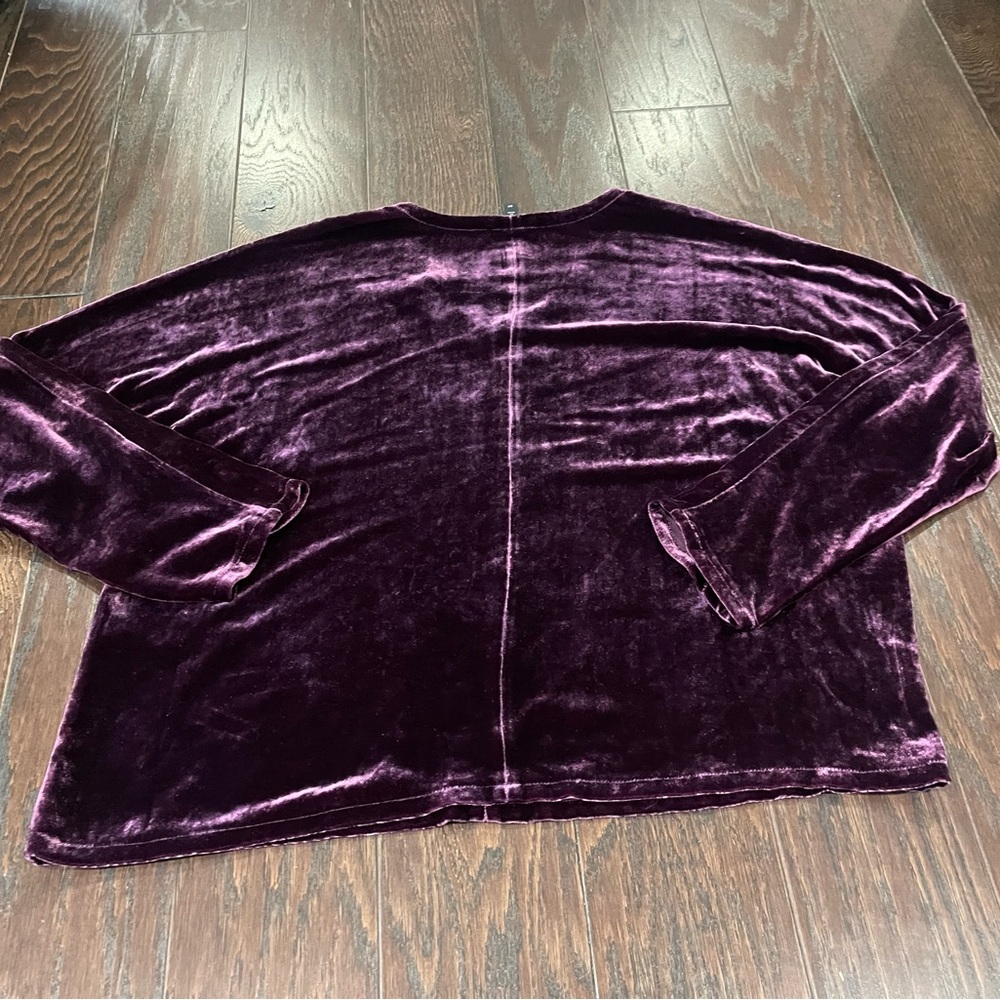 Eileen Fisher Silk Blend Velvet V-Neck Dolman Sleeve Top Women Size Small Party - Picture 4 of 11